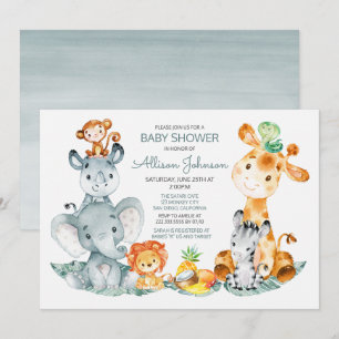 Wasserfarbe Niedlich Safari Jungle Babydusche Einladung