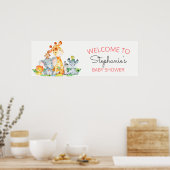 Wasserfarbe Niedlich Safari Jungle Babydusche Poster (Küche)