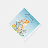 Wasserfarbe Niedlich Safari Jungle Babydusche Serviette (Ecke)