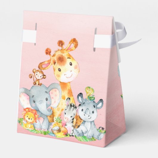 Wasserfarbe Niedlich Safari Jungle Girl Babydusche Geschenkschachtel (Rückseite)