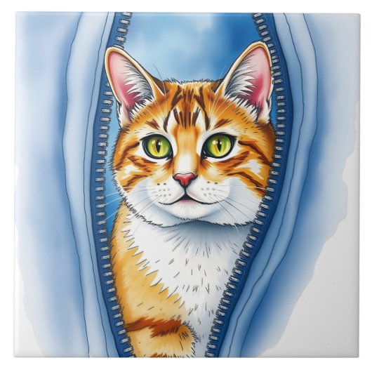 Wasserfarbe Niedlich Schöne Katzen Sammlung Fliese (Vorderseite)
