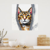 Wasserfarbe Niedlich Schöne moderne Katze Sammlung Poster (Küche)