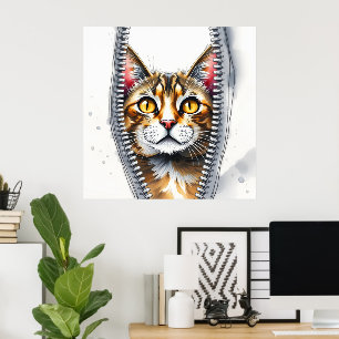 Wasserfarbe Niedlich Schöne moderne Katze Sammlung Poster