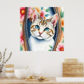 Wasserfarbe Niedlich Schöne, trendy Cat Collection Poster (Küche)