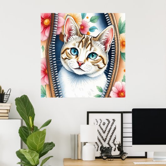 Wasserfarbe Niedlich Schöne, trendy Cat Collection Poster (Heimbüro)