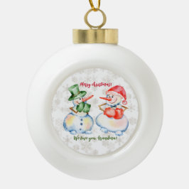 Wasserfarbe Niedlich Snowman Boxer Frohe Weihnacht Keramik Kugel-Ornament