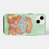 Wasserfarbe Niedlich Teddy Bear Bouquet Blume Art iPhone Hülle (Rückseite (Horizontal))