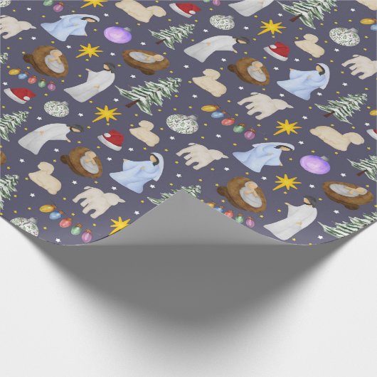 Wasserfarbe Niedlich Weihnachtskrippe Geschenkpapier (Ecke)