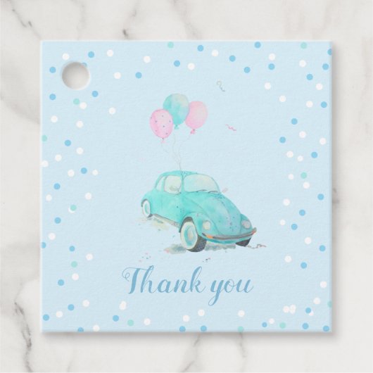 Wasserfarbe Niedliche Auto Baby Dusche Boy Gefalle Geschenkanhänger (Vorderseite)