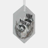 Wasserfarbe Niedliche Cuddling Raccoon Freunde ode Ornament Aus Glas (Vorderseite Rechts)