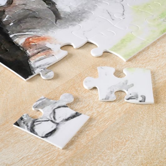 Wasserfarbe - Niedliche Elefanten - Romantische He Puzzle (Seite)