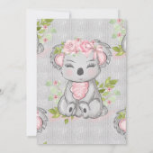 Wasserfarbe Niedliche Flora Koala Girl Babydusche Einladung (Rückseite)