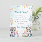 Wasserfarbe Niedliche Katze Geburtstag Danke Karte (Stehend Vorderseite)