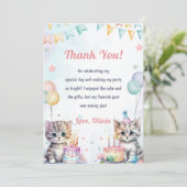 Wasserfarbe Niedliche Katze Geburtstag Danke Karte (Stehend Vorderseite)