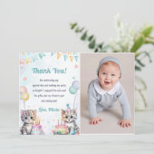 Wasserfarbe Niedliche Katze Geburtstag Danke Karte (Stehend Vorderseite)