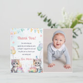 Wasserfarbe Niedliche Katze Geburtstag Danke Karte (Stehend Vorderseite)