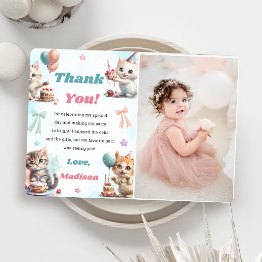 Wasserfarbe Niedliche Katze Vielen Dank Ihr Card F Einladung
