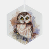 Wasserfarbe Niedliche Vogelart Ornament Aus Glas (Rückseite)