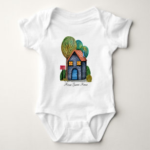 Wasserfarbe Niedliche Zuhause Sweet Zuhause Art Baby Strampler
