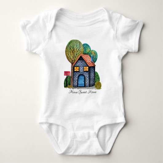 Wasserfarbe Niedliche Zuhause Sweet Zuhause Art Baby Strampler (Vorderseite)
