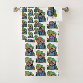Wasserfarbe Niedliche Zuhause Sweet Zuhause Art Badhandtuch Set