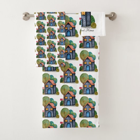 Wasserfarbe Niedliche Zuhause Sweet Zuhause Art Badhandtuch Set (Insitu)