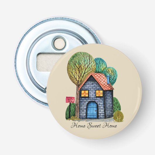 Wasserfarbe Niedliche Zuhause Sweet Zuhause Art Flaschenöffner (Vorderseite)