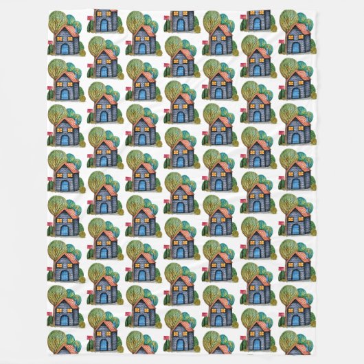 Wasserfarbe Niedliche Zuhause Sweet Zuhause Art Fleecedecke (Vorderseite)