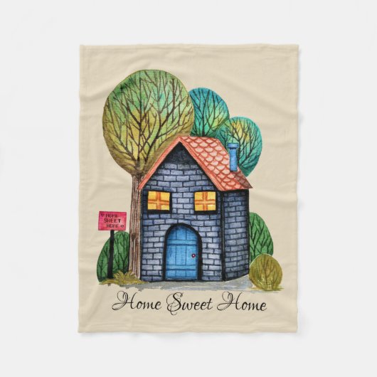 Wasserfarbe Niedliche Zuhause Sweet Zuhause Art Fleecedecke (Vorderseite)
