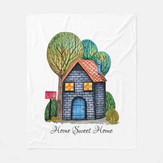 Wasserfarbe Niedliche Zuhause Sweet Zuhause Art Fleecedecke (Vorderseite)