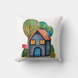 Wasserfarbe Niedliche Zuhause Sweet Zuhause Art Kissen