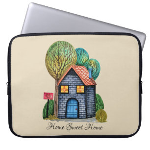 Wasserfarbe Niedliche Zuhause Sweet Zuhause Art Laptopschutzhülle