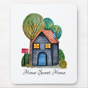 Wasserfarbe Niedliche Zuhause Sweet Zuhause Art Mousepad