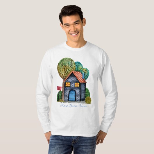 Wasserfarbe Niedliche Zuhause Sweet Zuhause Art T-Shirt (Vorne ganz)