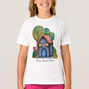 Wasserfarbe Niedliche Zuhause Sweet Zuhause Art T-Shirt