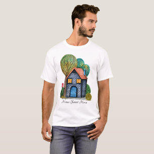 Wasserfarbe Niedliche Zuhause Sweet Zuhause Art T-Shirt
