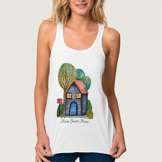 Wasserfarbe Niedliche Zuhause Sweet Zuhause Art Tank Top (Vorderseite)