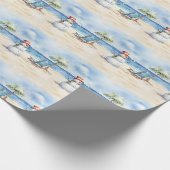 Wasserfarbe Niedlicher Schneemann im Urlaub Geschenkpapier (Ecke)