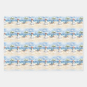 Wasserfarbe Niedlicher Schneemann im Urlaub Geschenkpapier Set (Vorderseite)