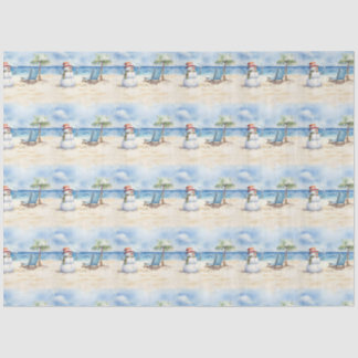 Wasserfarbe Niedlicher Schneemann im Urlaub Seidenpapier