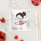 Wasserfarbe Niedliches Strichfigur-Mädchen Big Smi Serviette (Beispiel)