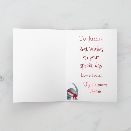 Wasserfarbe Ninja, Geburtskarte Karte (Innenseite)