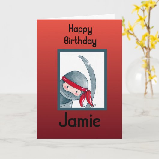 Wasserfarbe Ninja, Geburtskarte Karte (Gelbe Blume)