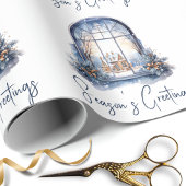 Wasserfarbe Nordic Blue Snowy Weihnachten Traditio Geschenkpapier