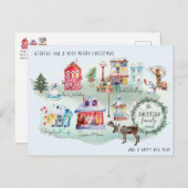 Wasserfarbe Nordpol Stadtplan | Illustriert Postkarte (Vorne/Hinten)