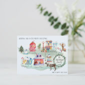 Wasserfarbe Nordpol Stadtplan | Illustriert Postkarte (Stehend Vorderseite)