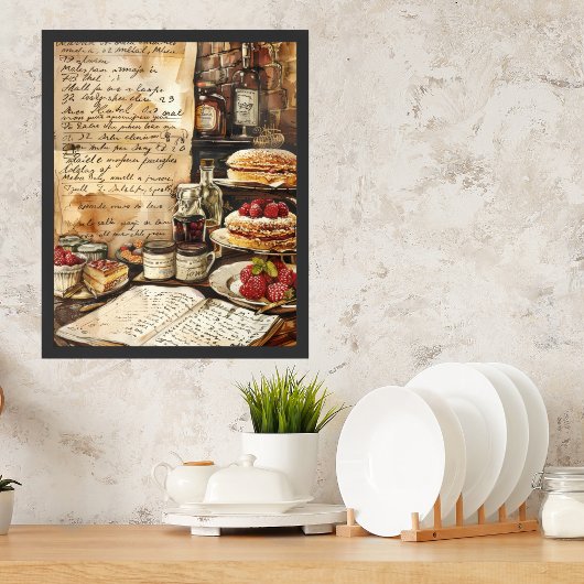 Wasserfarbe Nostaligic Dessert Rezeption Küche Poster