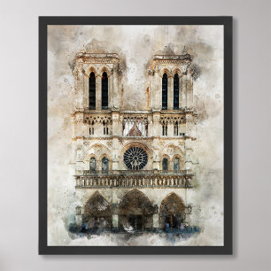 Wasserfarbe Notre Dame Kathedrale Fassade Fotodruck