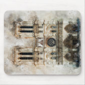 Wasserfarbe Notre Dame Kathedrale Fassade Mousepad (Vorne)
