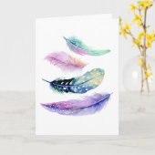 Wasserfarbe nur weil Boho Federn Karte (Gelbe Blume)